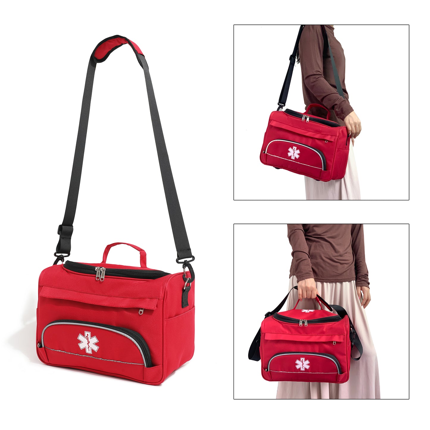 Empty Medical Bag for Emergency First Aid Bag Organizer EMS EMT Shoulder Carry Trauma Bag