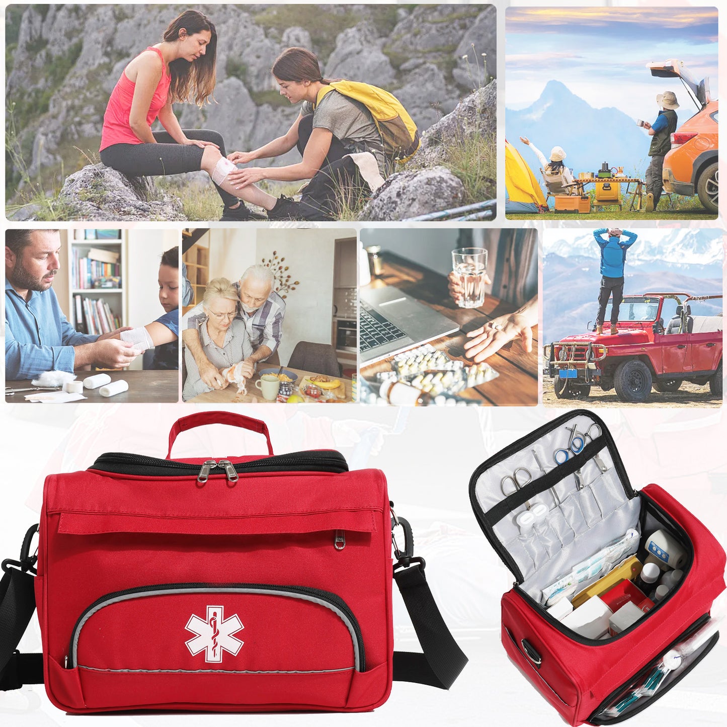 Empty Medical Bag for Emergency First Aid Bag Organizer EMS EMT Shoulder Carry Trauma Bag
